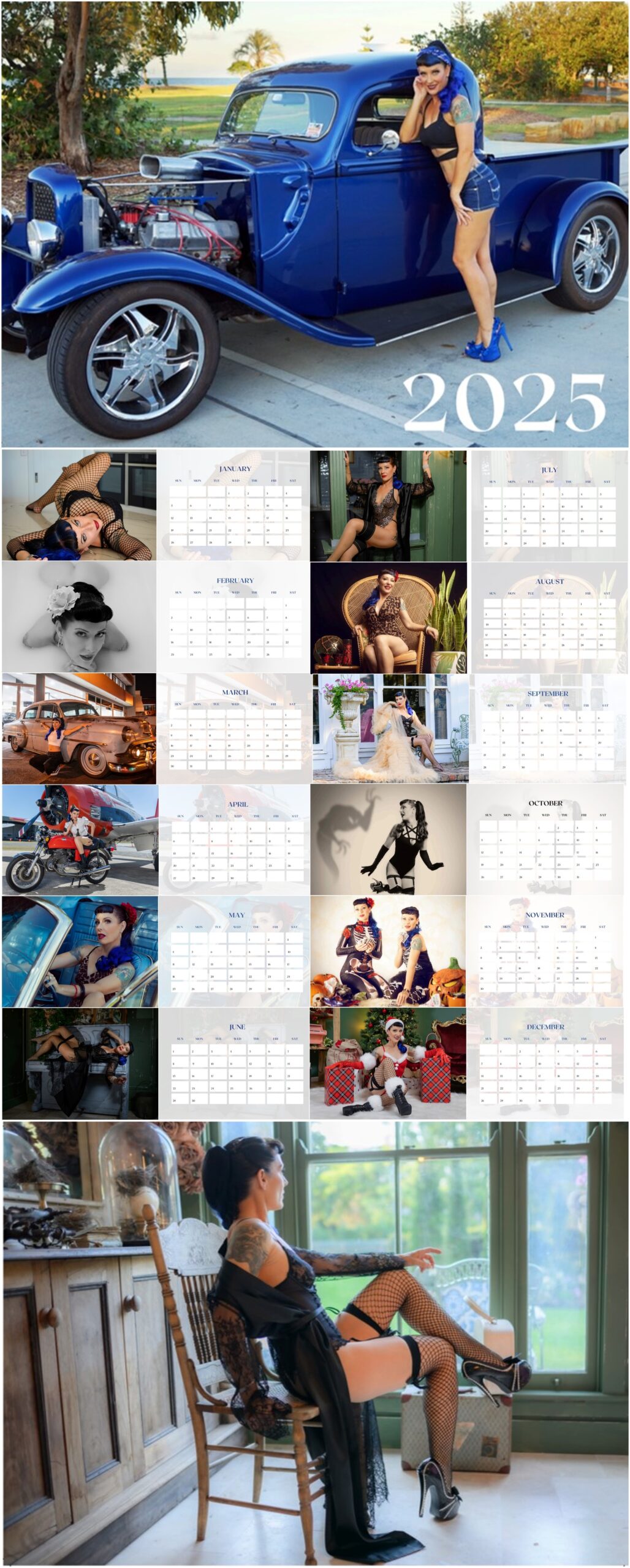 Showing the 2025 Trixie Hell Minx Pinup Calendar. Because Pinup odels Should Be Pinned Up on the wall to admire all year round